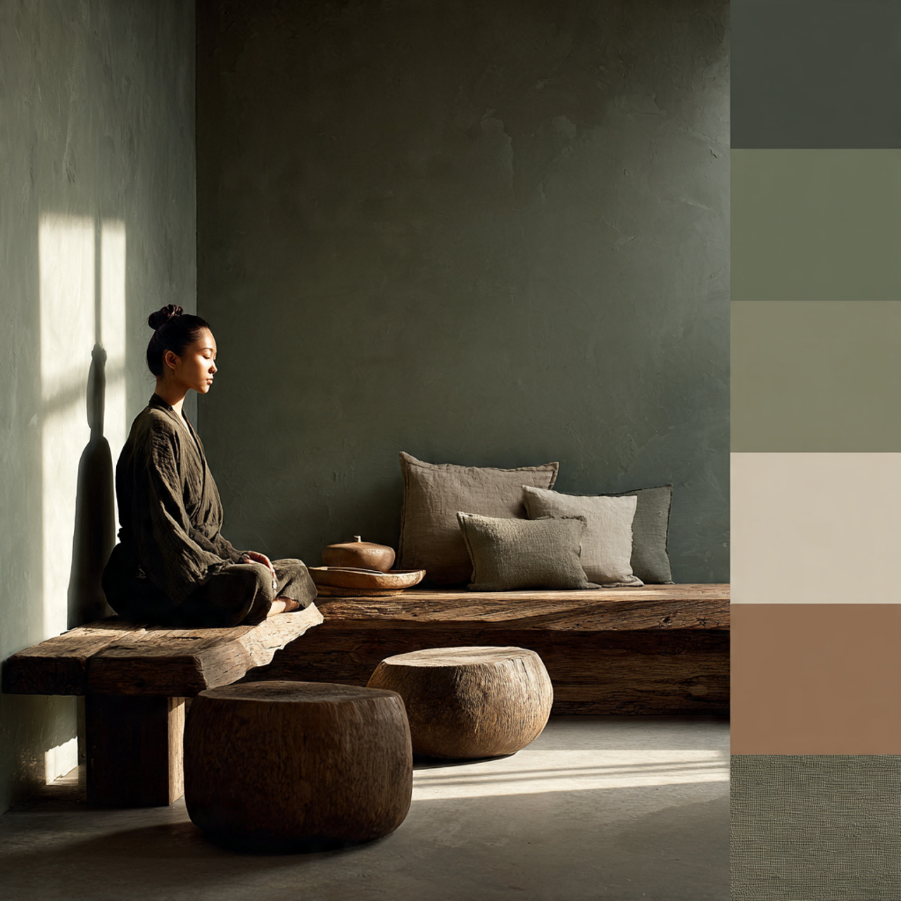 25 Transform Your Space with Stunning Paint Color Schemes for Stylish Home Ideas 10 a serene meditation room showcasing japanese wabi sabi