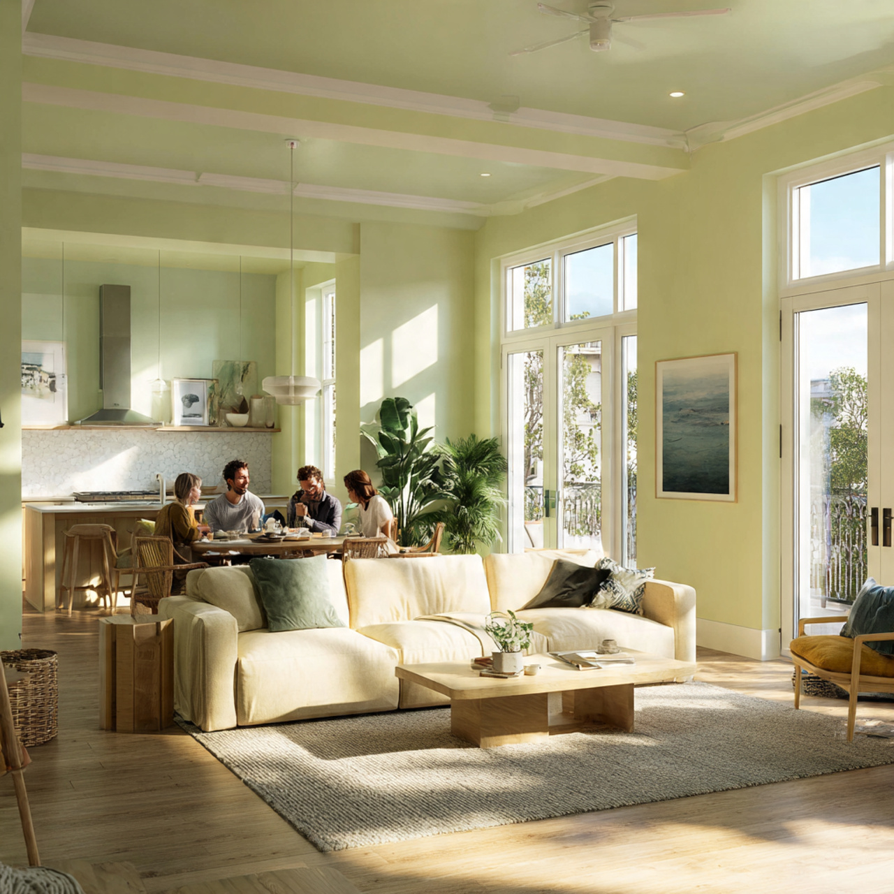 25 Transform Your Space with Stunning Paint Color Schemes for Stylish Home Ideas 16 a serene open plan living area featuring subtle