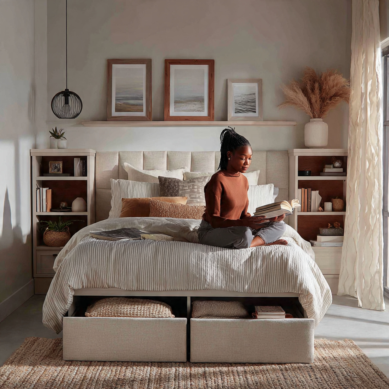 25 Chic Small Room Ideas: Transform Your Tiny Space Into Luxury 24 a small bedroom featuring a custom headboard