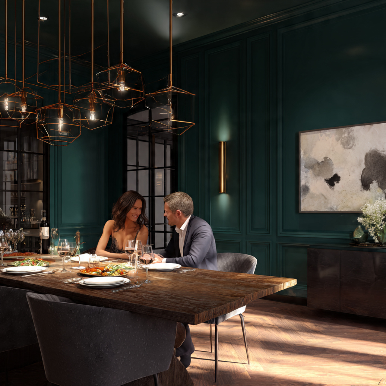 25 Transform Your Space with Stunning Paint Color Schemes for Stylish Home Ideas 2 a sophisticated dining room with deep jewel