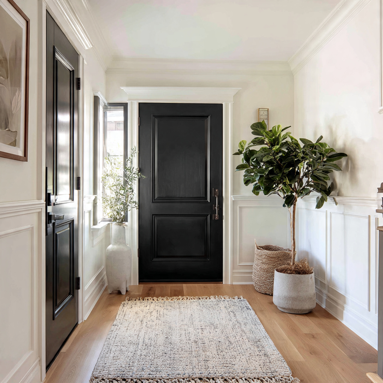 25 Elegant Black & White Bedroom Ideas | High-Contrast Style 17 a stylish entryway featuring a matte black