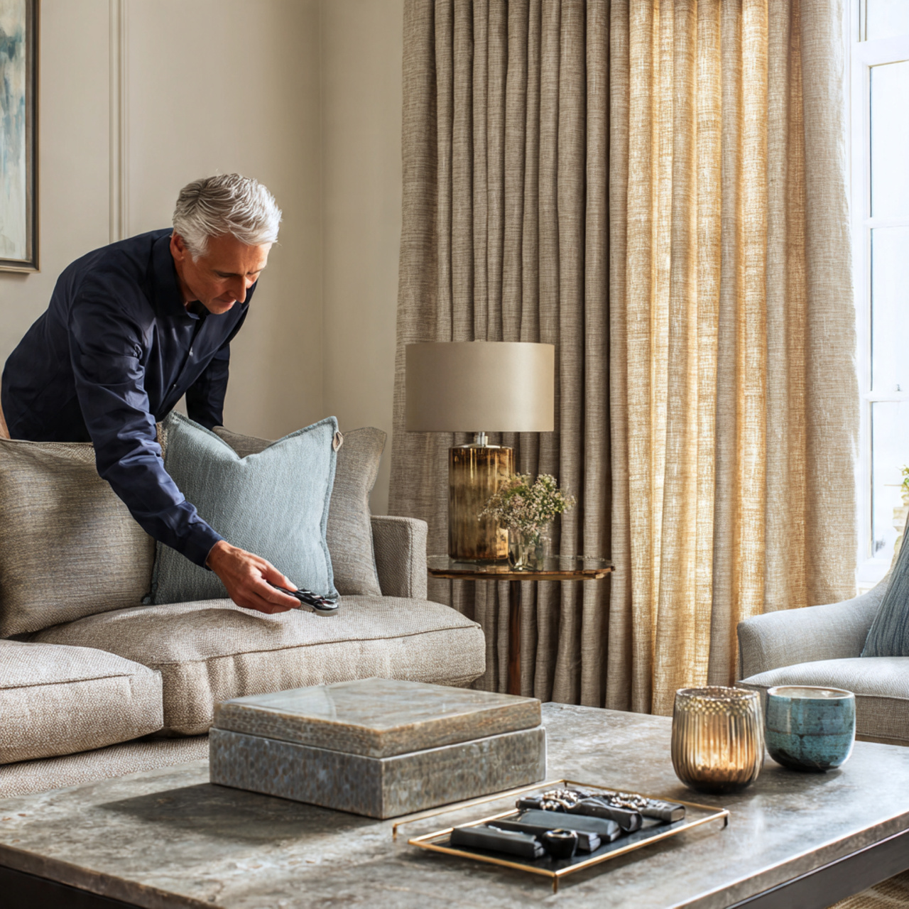 a stylish living room with a coffee 1 1
