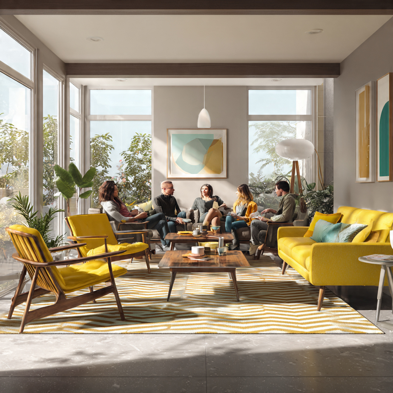 25 Transform Your Space with Stunning Paint Color Schemes for Stylish Home Ideas 9 a stylish mid century modern lounge with mid century