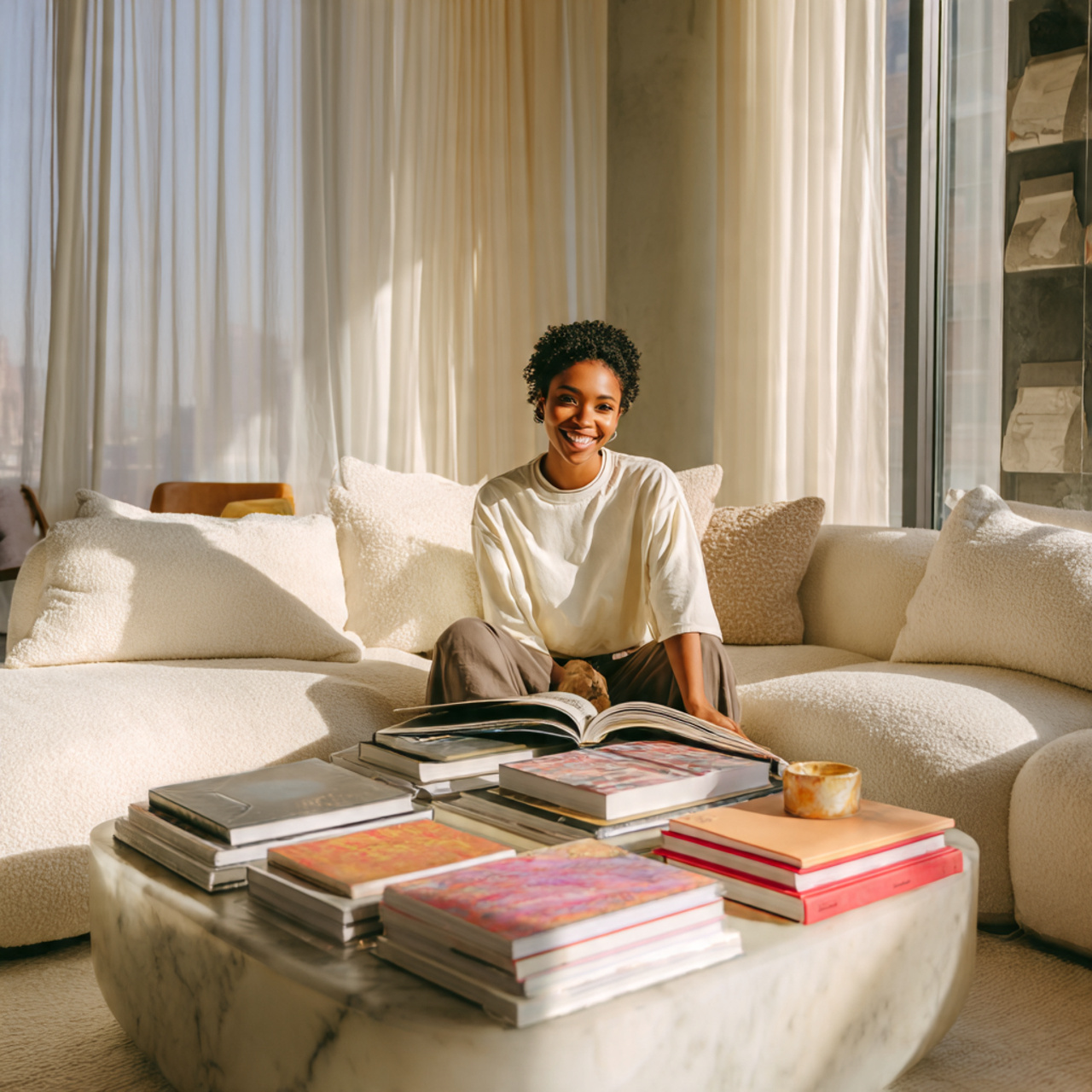 a stylish modern living room with a