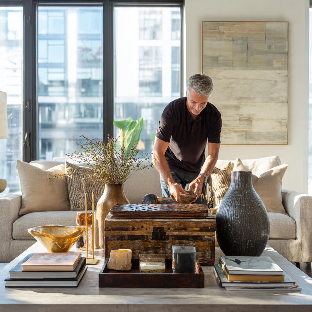 a vibrant living room with a coffee