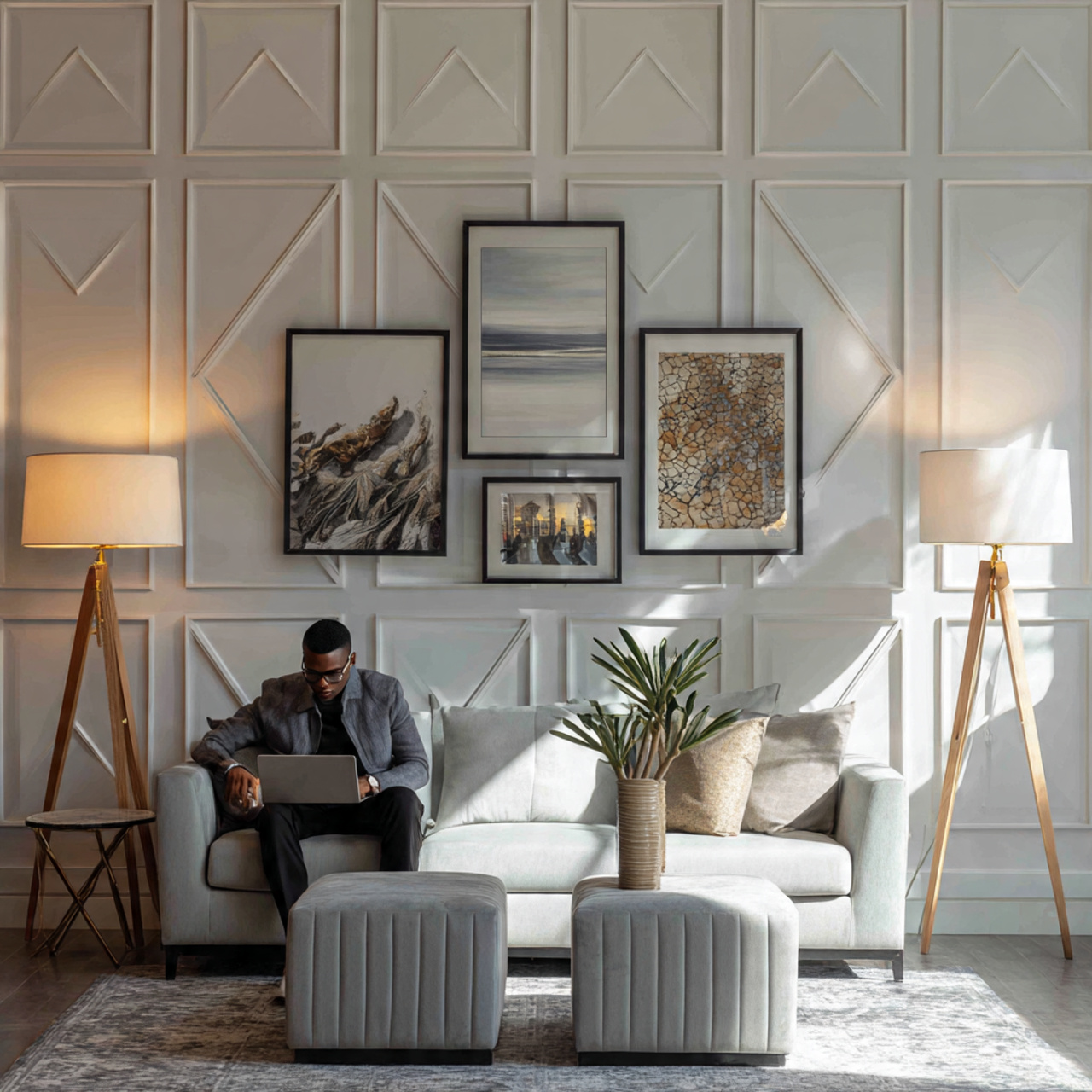 accent wall in a sophisticated living room