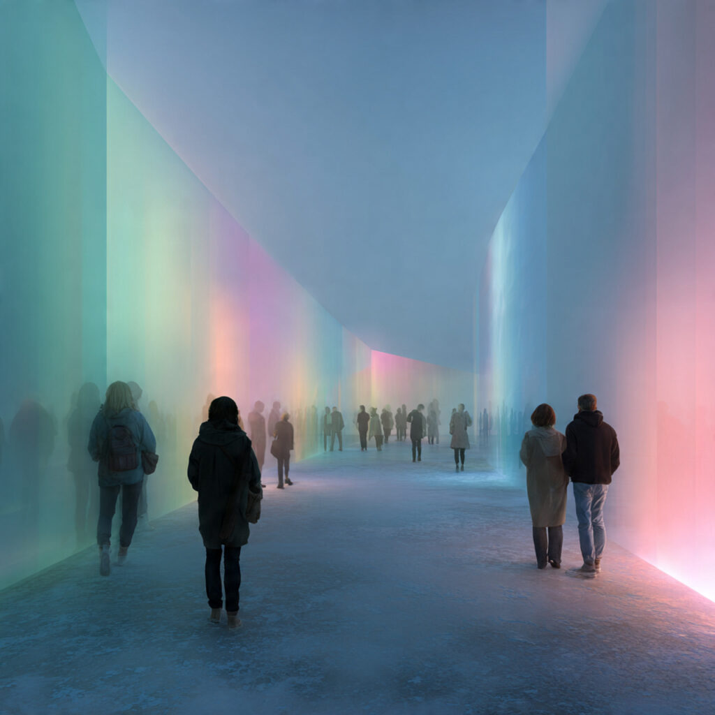 an artistic outdoor installation featuring a smooth