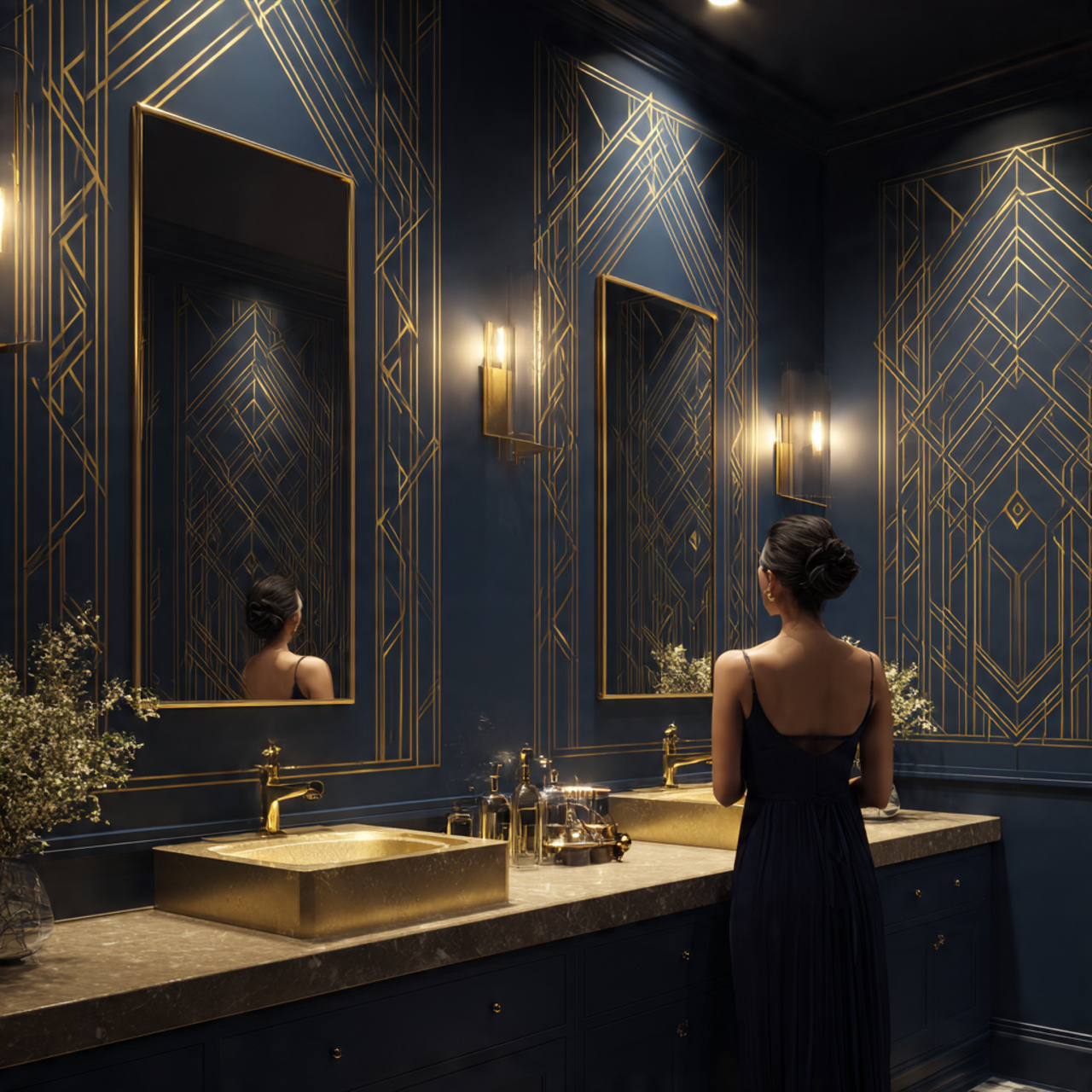 25 Transform Your Space with Stunning Paint Color Schemes for Stylish Home Ideas 19 an elegant powder room showcasing vintage art