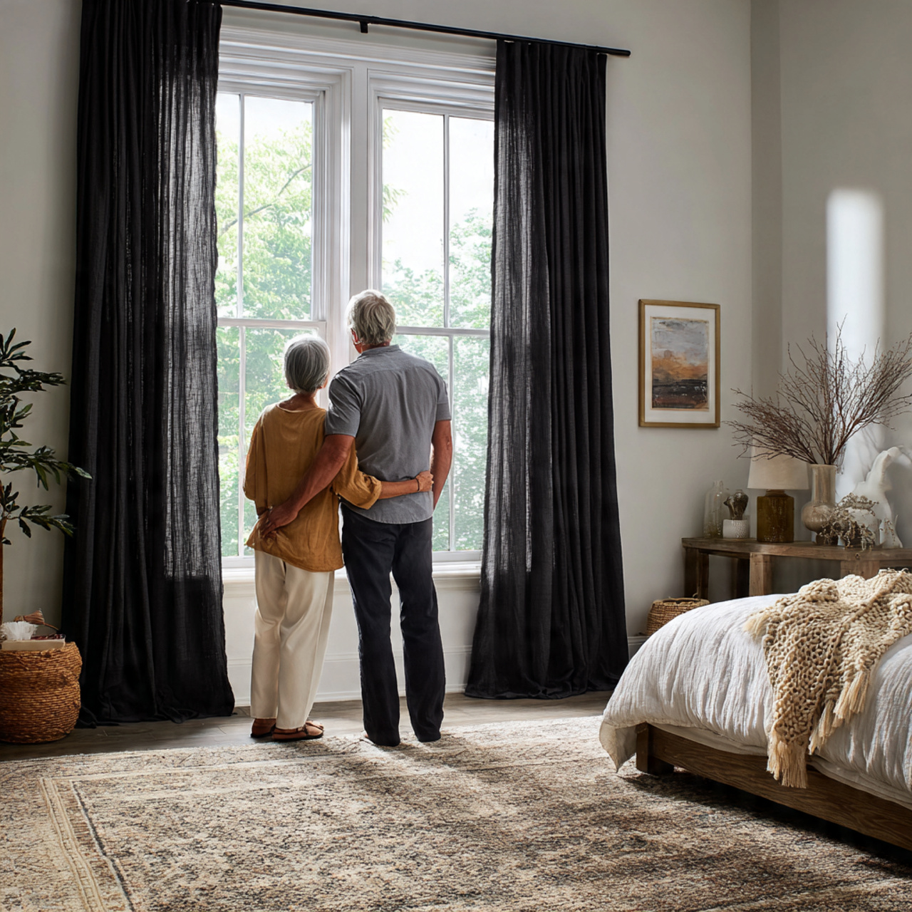 bedroom ideas bedroom with contrasting window treatments