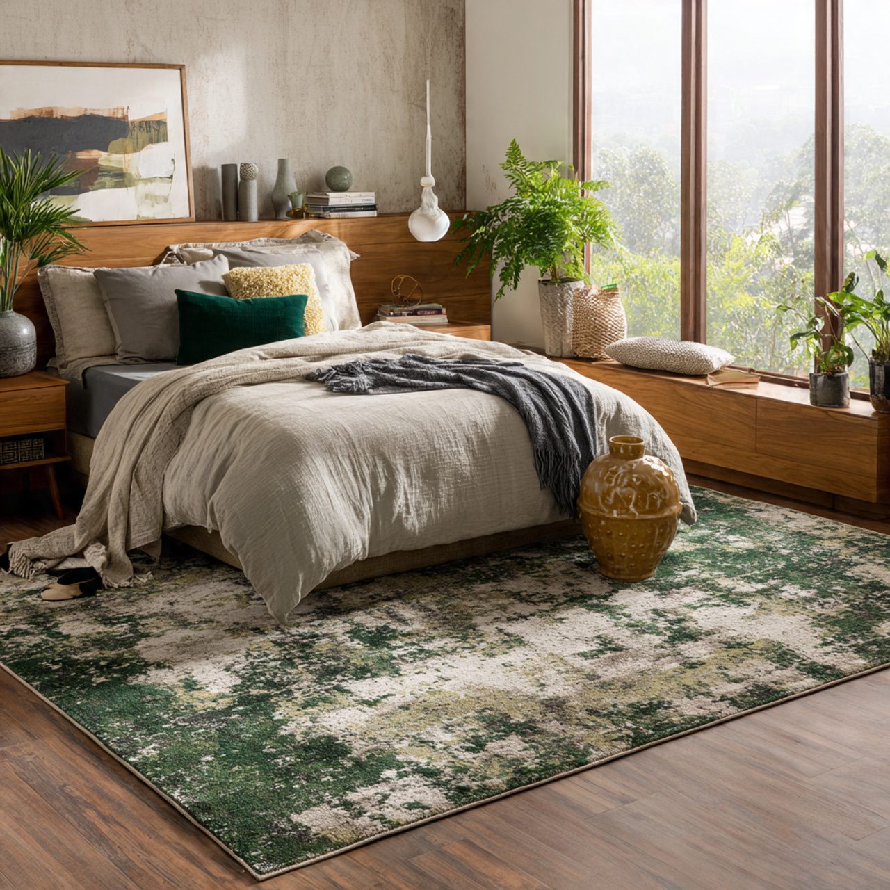 bedroom with a large emerald green area