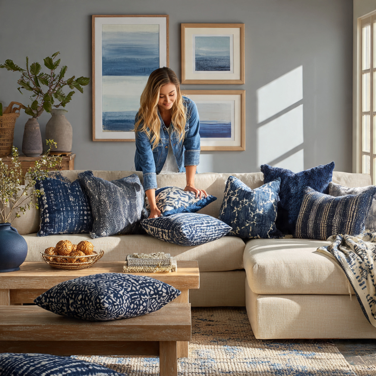 cozy living room featuring blue living room