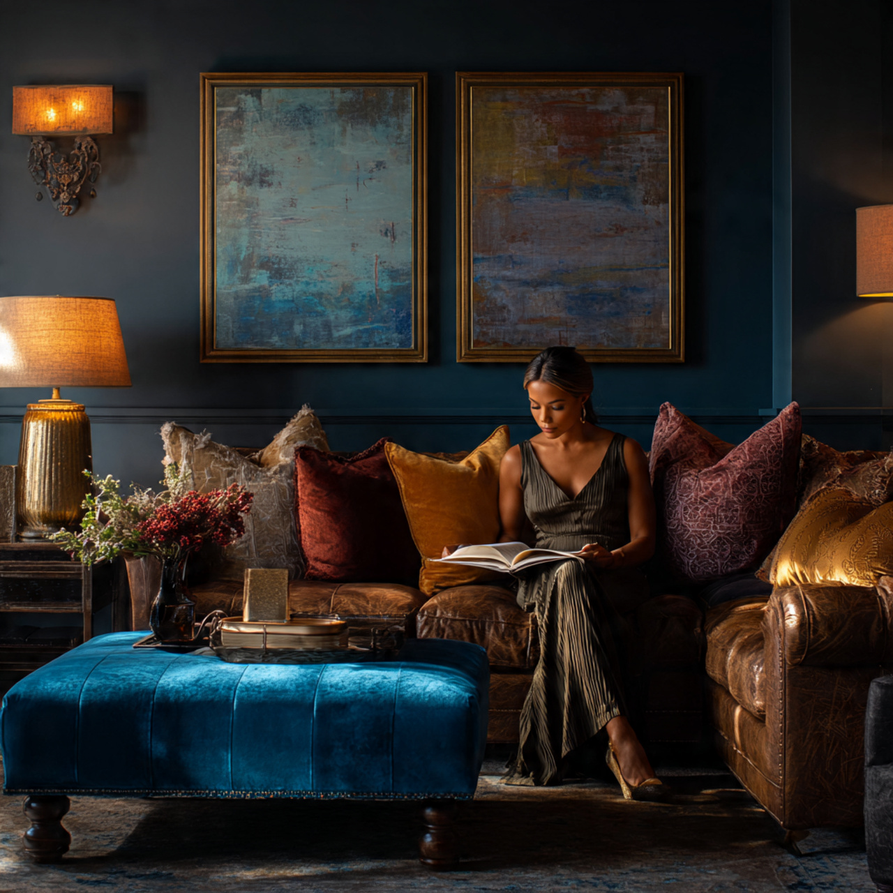elegant living room featuring a brown couch 2