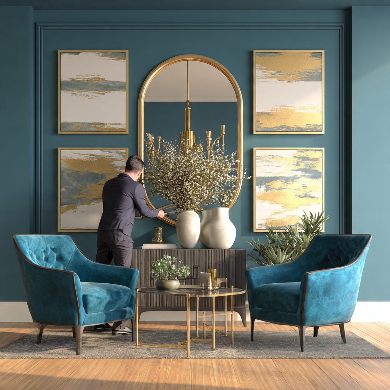 elegant living room highlighting blue living room