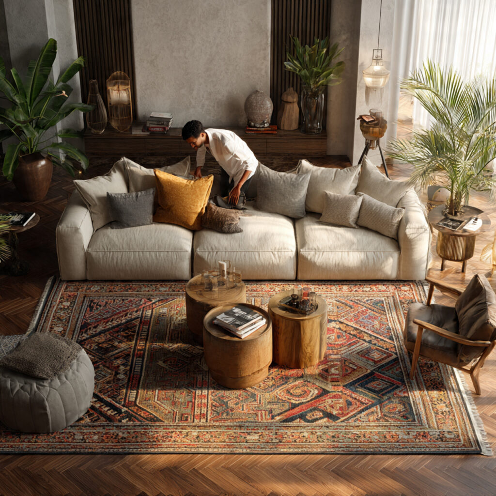 luxury living room with a neutral sofa 1