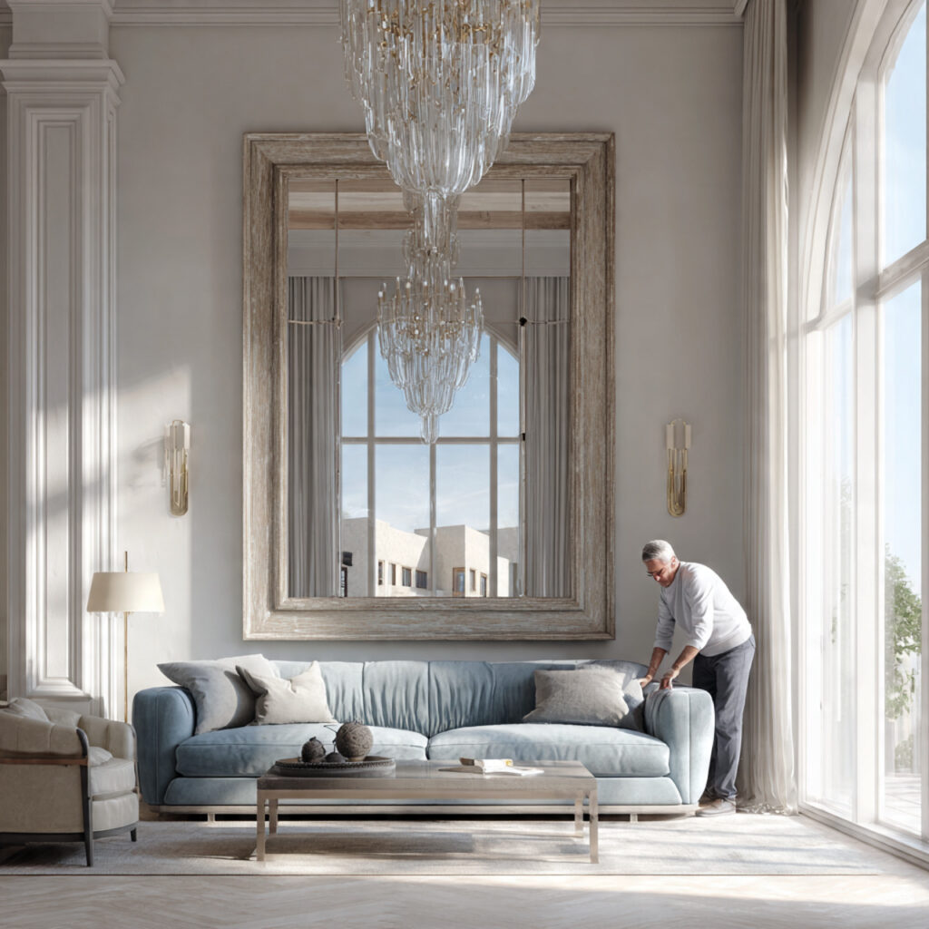 luxury living room with a sofa placed