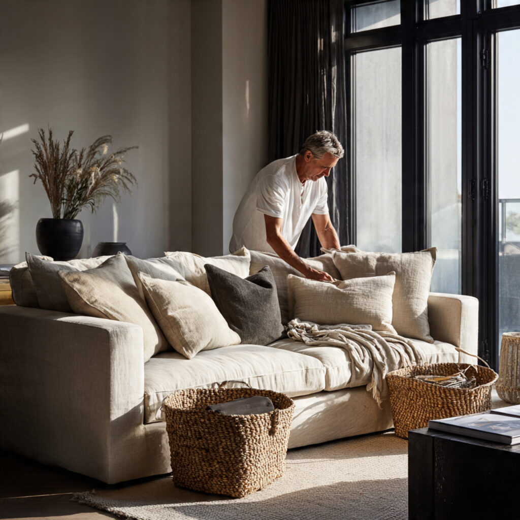 modern elegant living space with a sofa