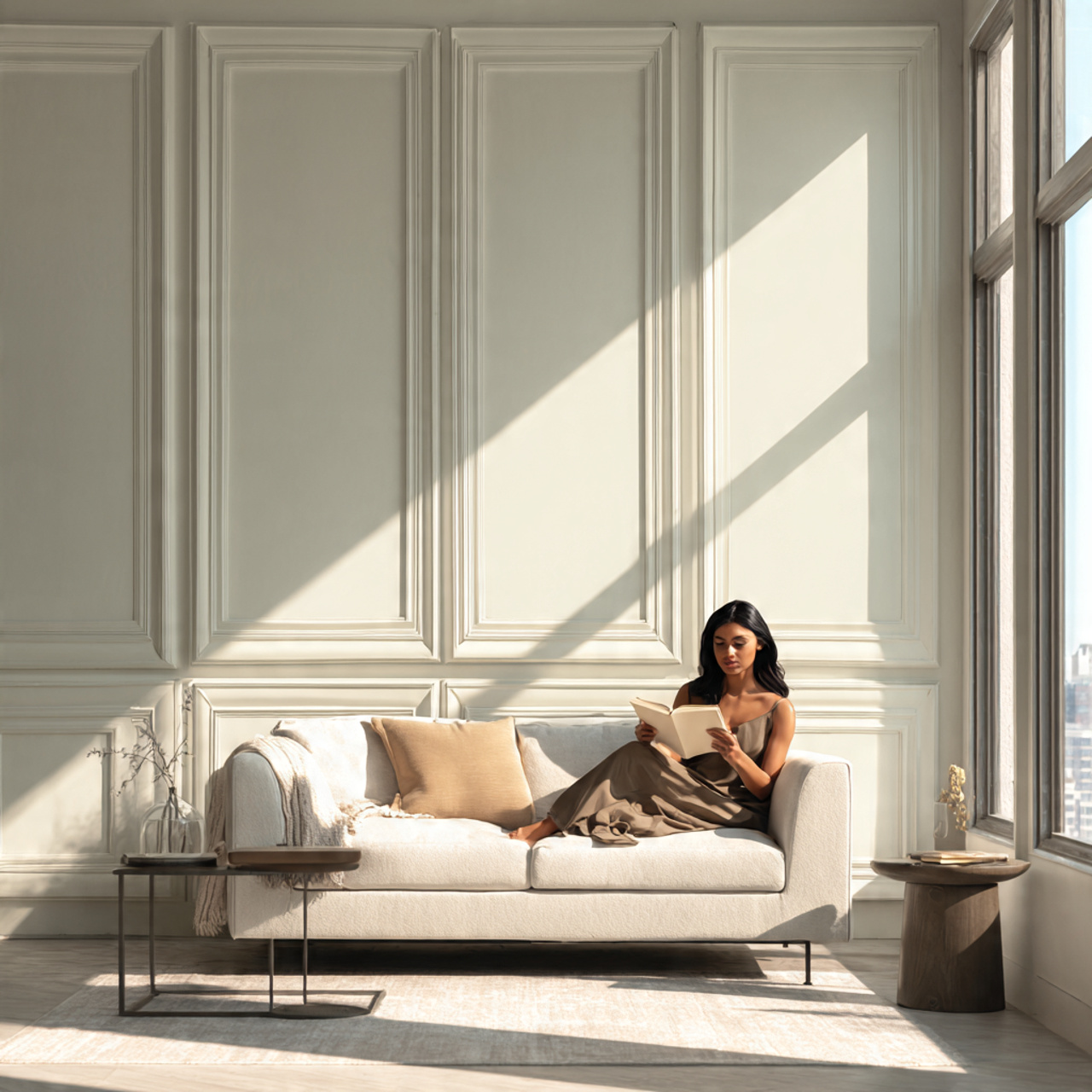 modern living room featuring minimalist flat panel