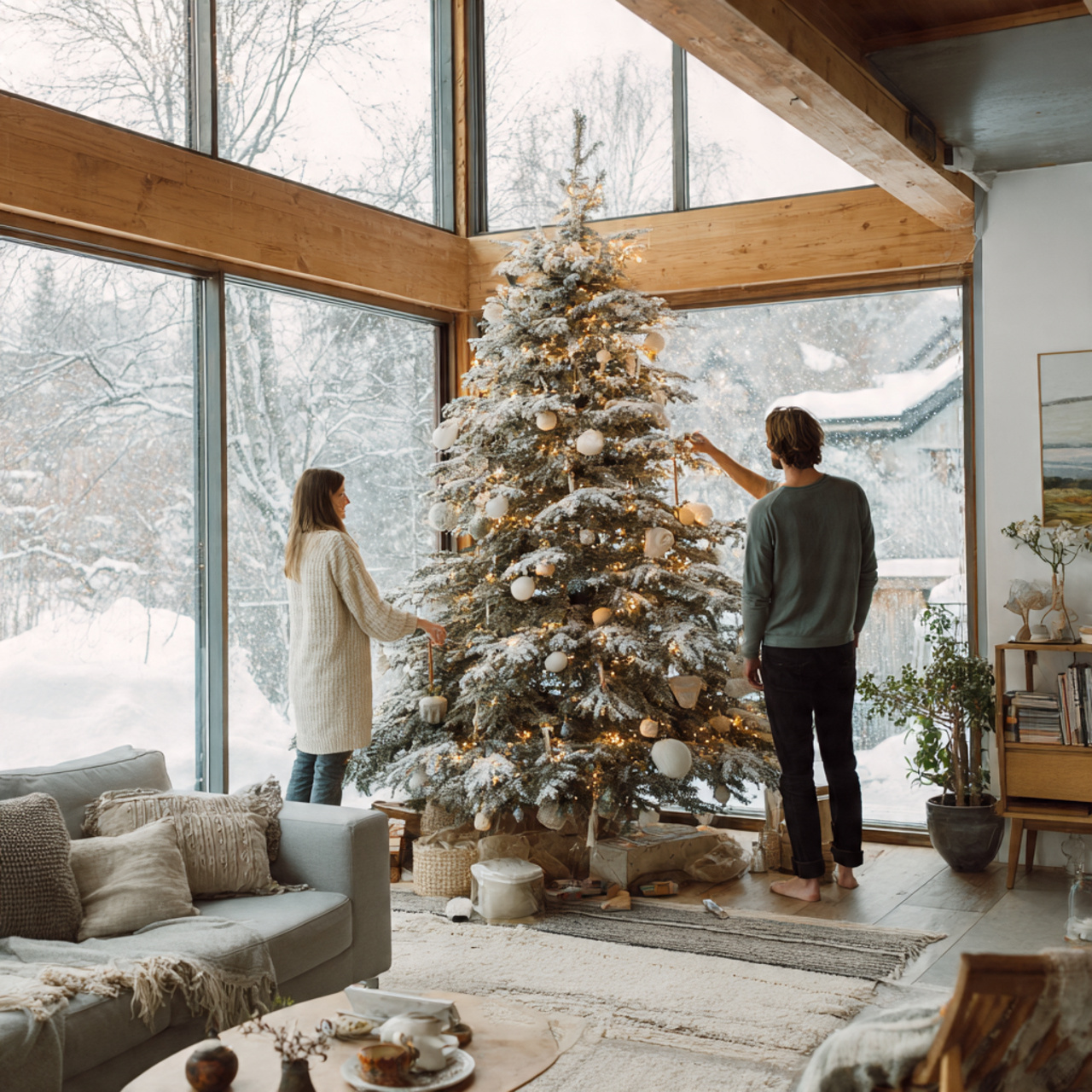modern living room with a minimalist scandinavian style