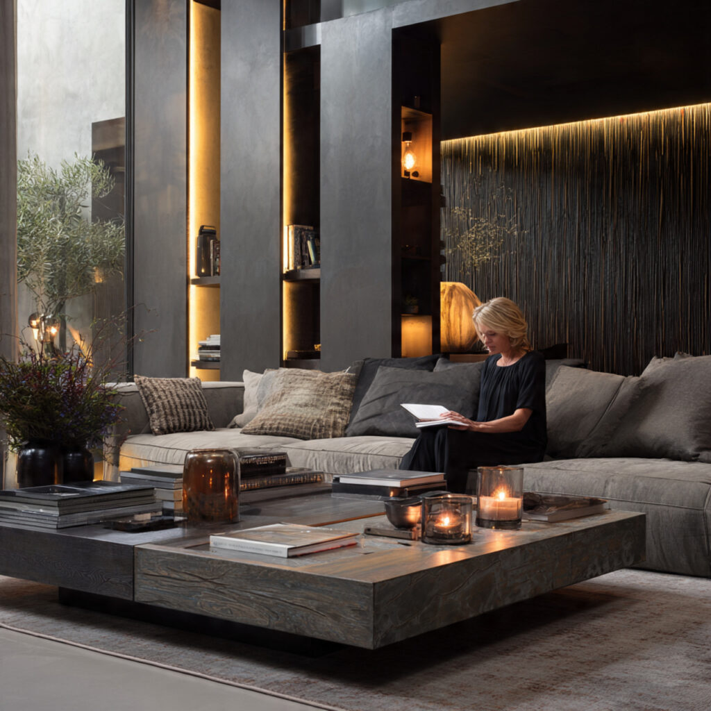 modern living space with a sleek low profile