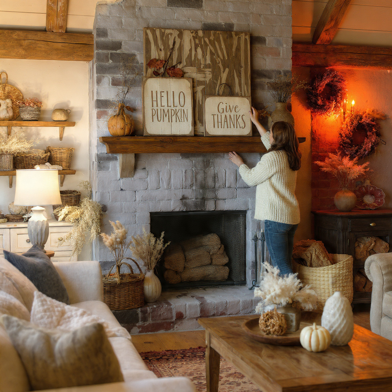 rustic farmhouse style living room or kitchen with