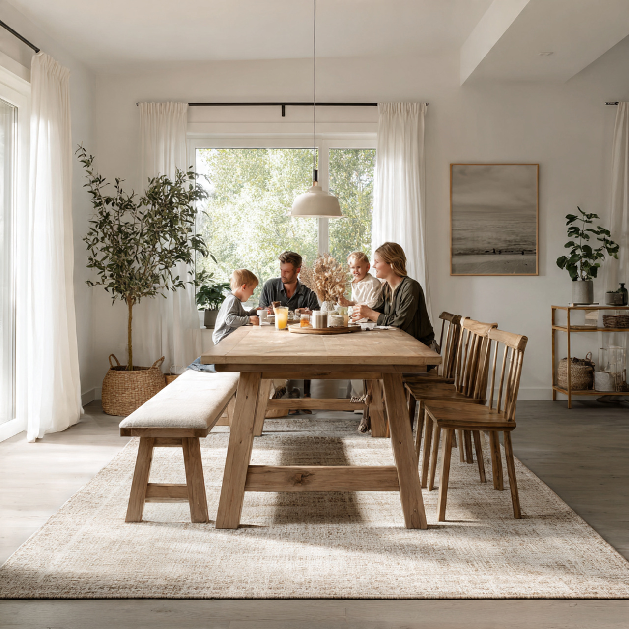 spacious dining room featuring a rectangular wooden