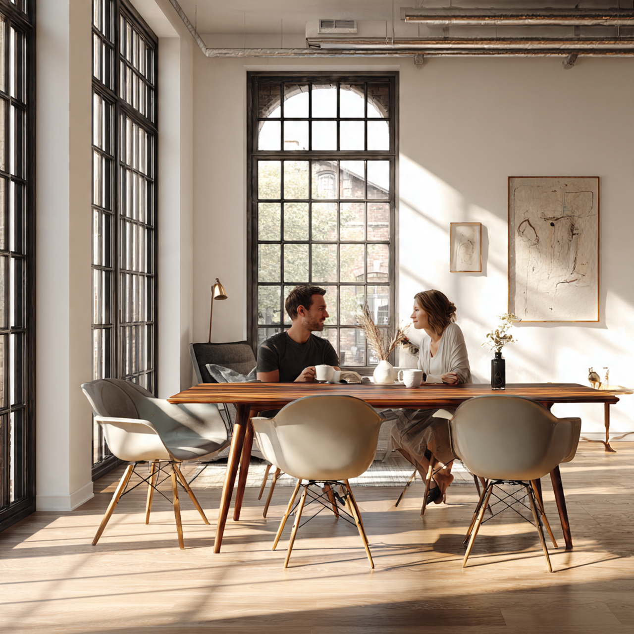stylish dining room with a teak mid century