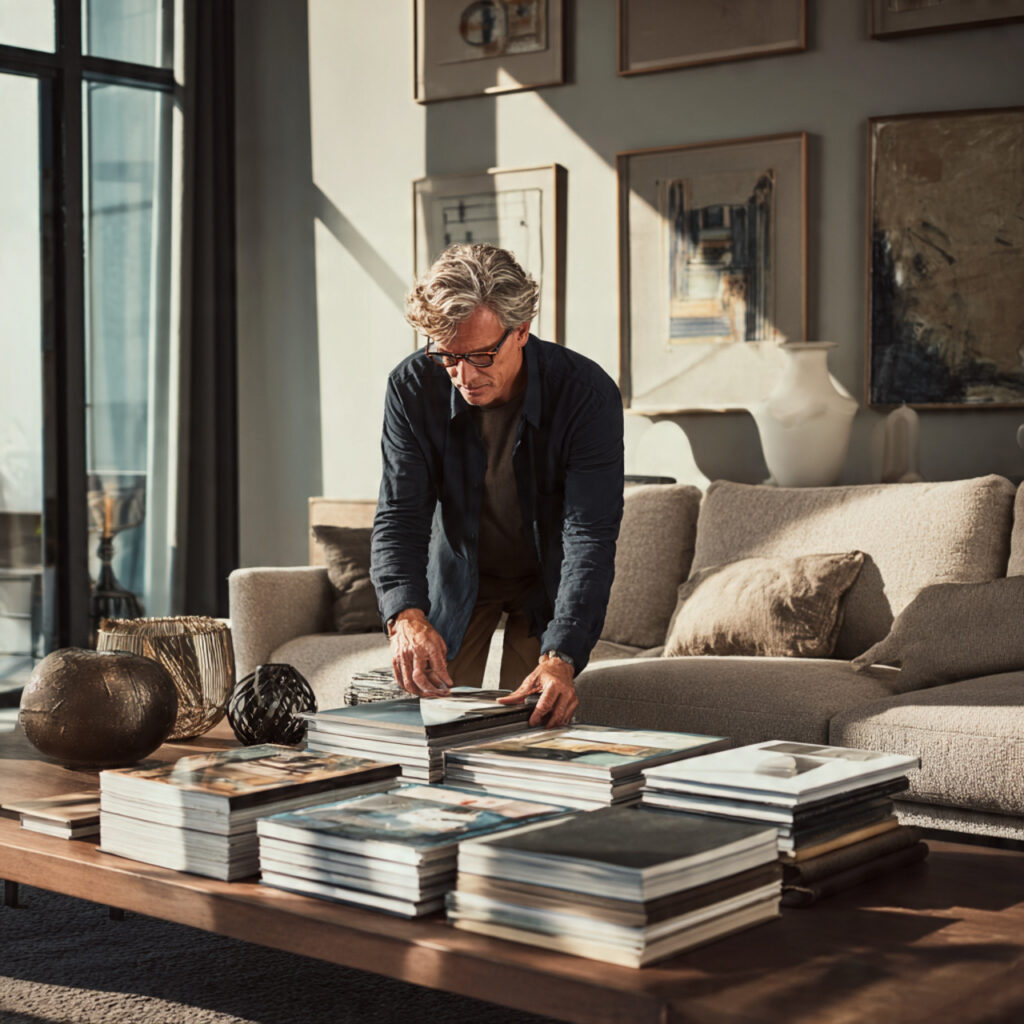 stylish living room with a sofa and