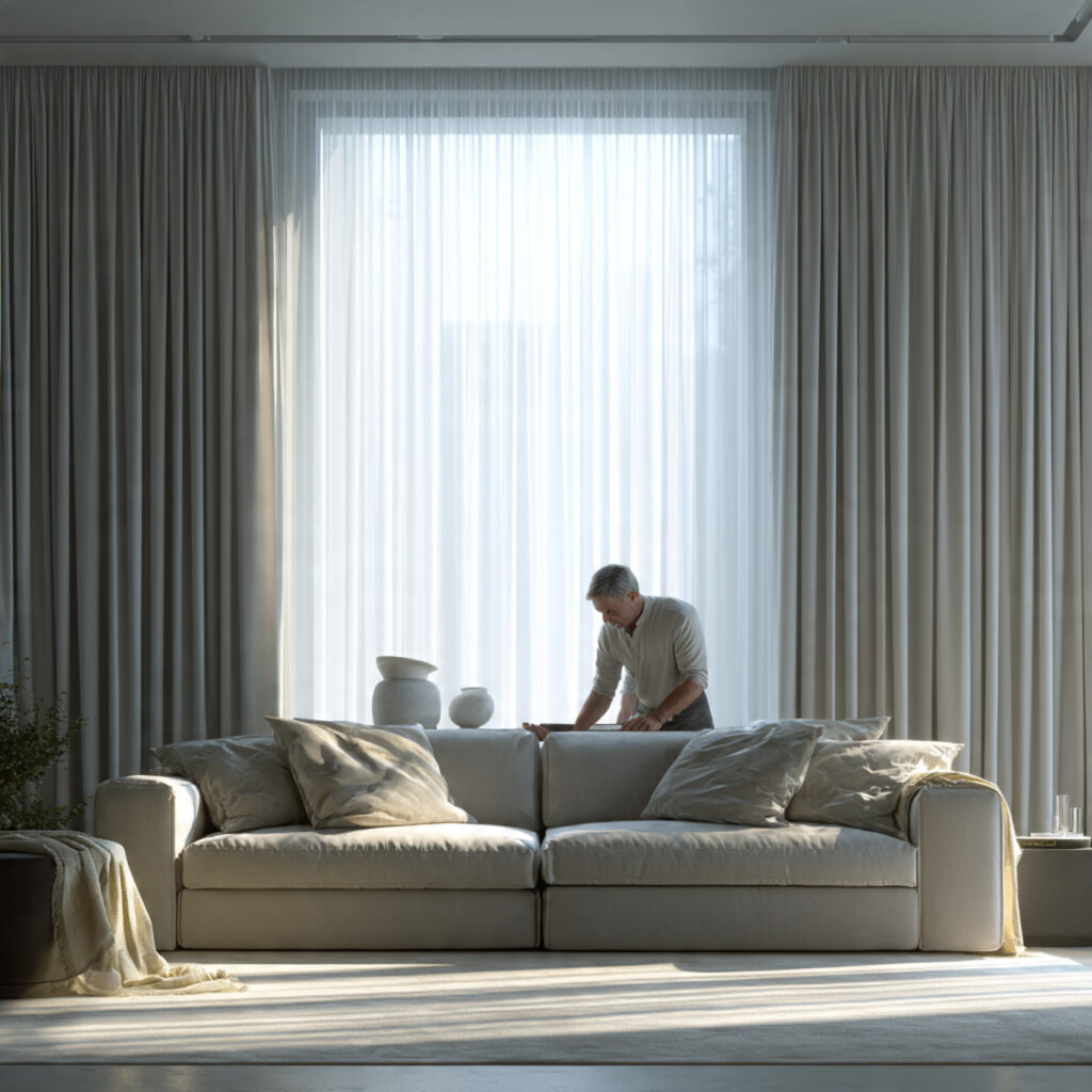 stylish living room with a sofa framed