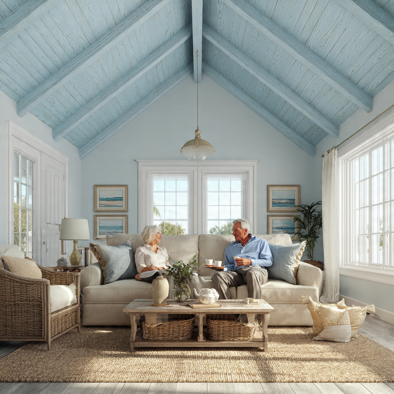 traditional living room with blue living room