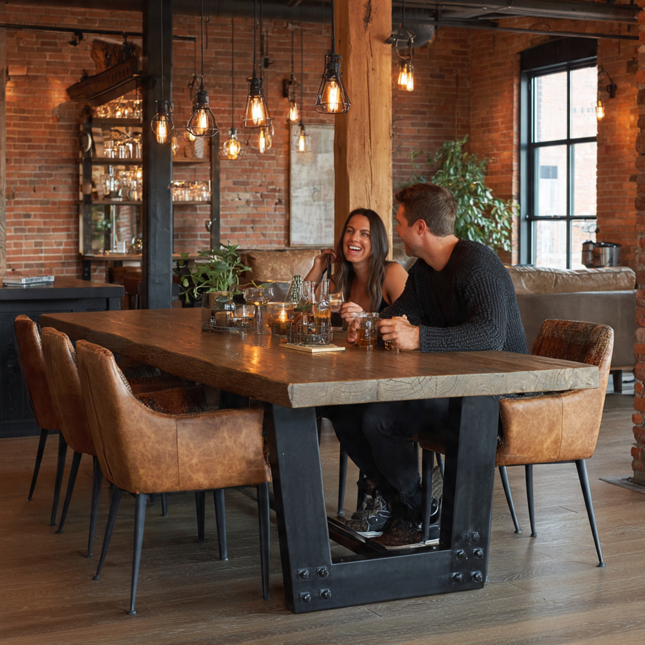 urban loft dining space with a solid