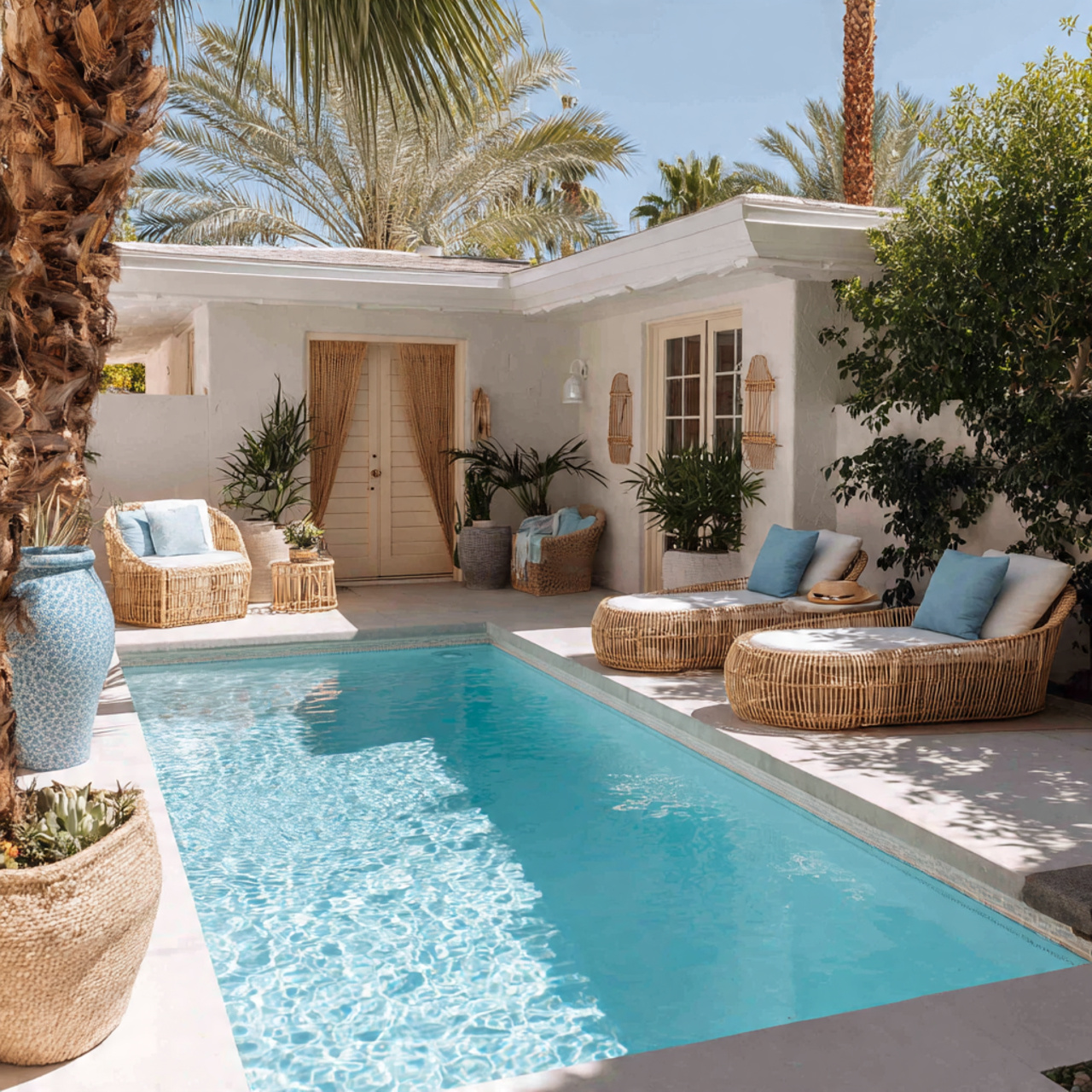 25 Backyard Ideas That Boost Value, Style & Everyday Enjoyment 17 a backyard pool area with high quality lounge
