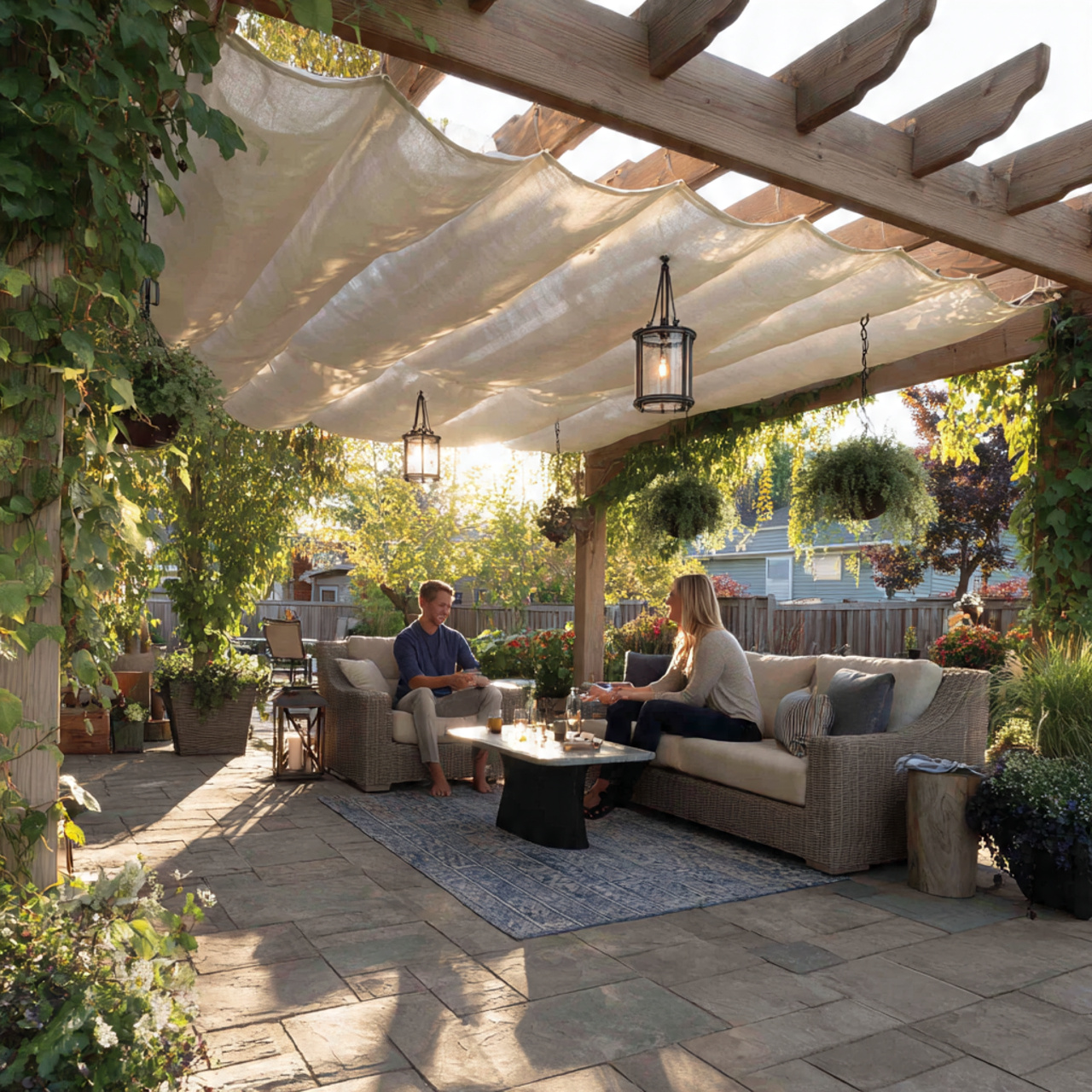 25 Backyard Ideas That Boost Value, Style & Everyday Enjoyment 7 a backyard with a covered pergola featuring