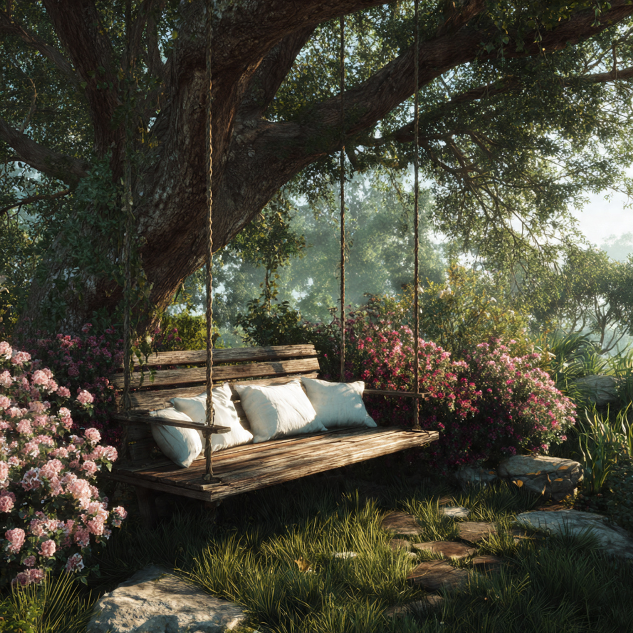 25 Backyard Ideas That Boost Value, Style & Everyday Enjoyment 15 a backyard with a handcrafted wooden bench