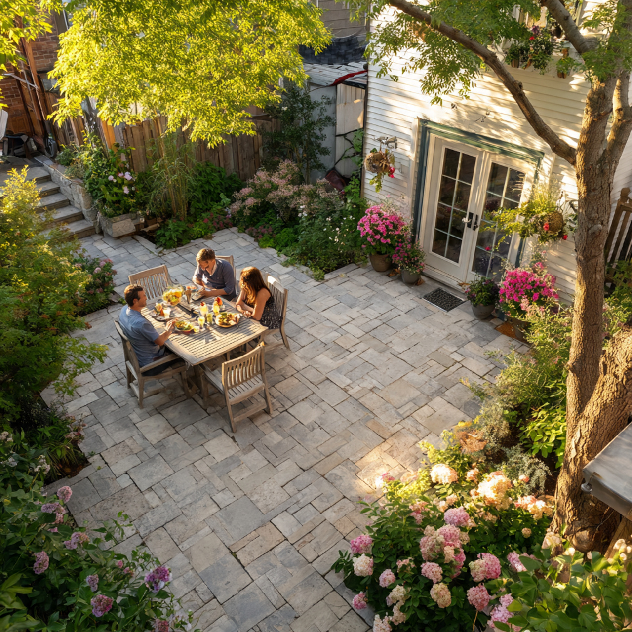 25 Backyard Ideas That Boost Value, Style & Everyday Enjoyment 11 a backyard with a natural stone paver
