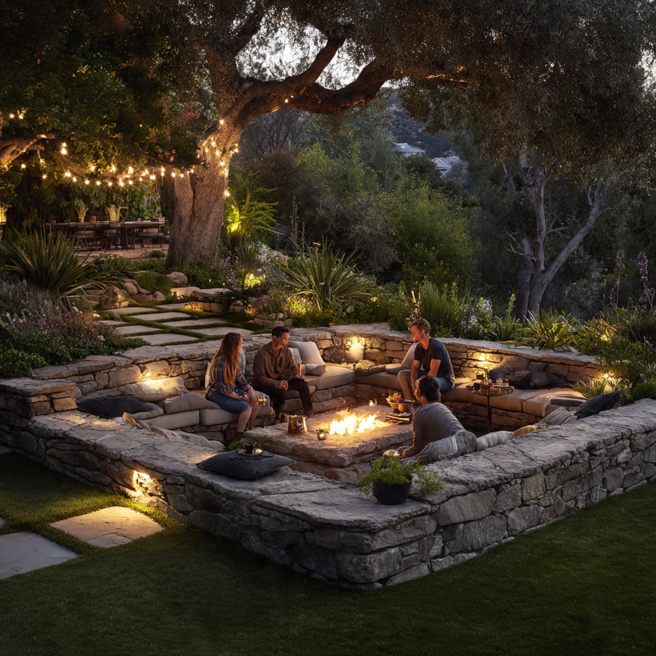 25 Backyard Ideas That Boost Value, Style & Everyday Enjoyment 16 a backyard with a sunken conversation pit