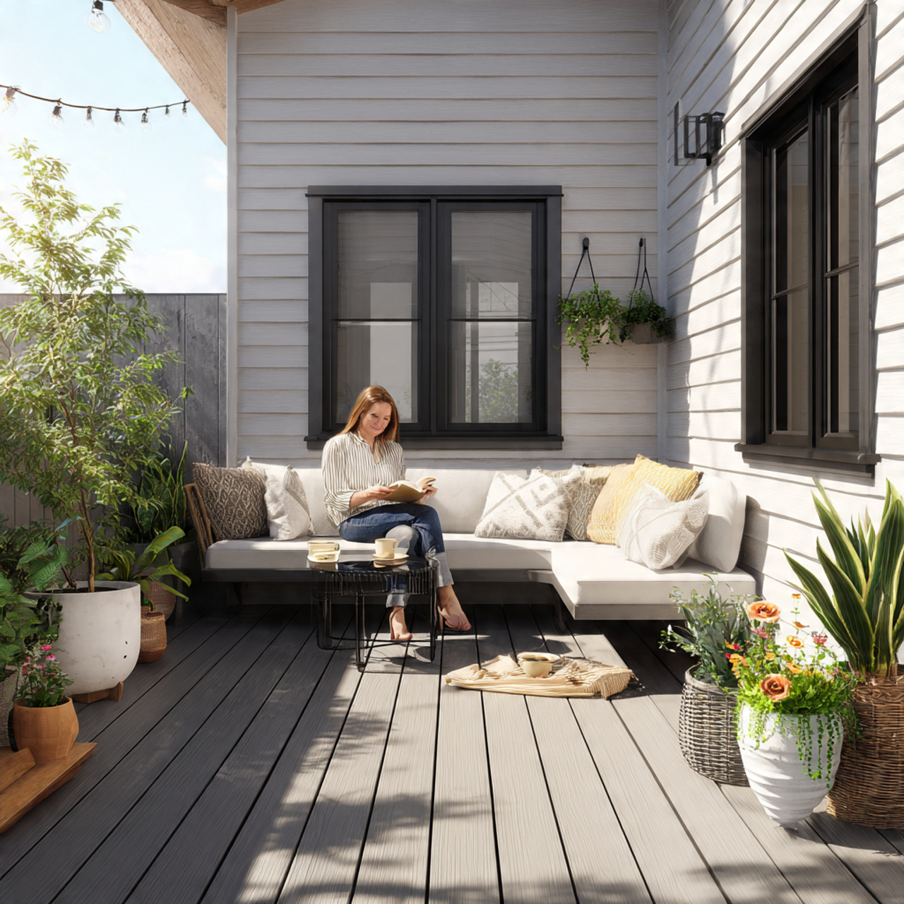 25 Backyard Ideas That Boost Value, Style & Everyday Enjoyment 24 a backyard with composite low maintenance decking modern