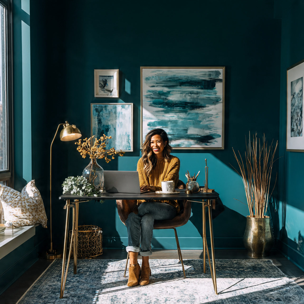 25 Home Office Inspiration Ideas for a Stylish, Productive Workspace 9 a bold home office inspiration interior featuring