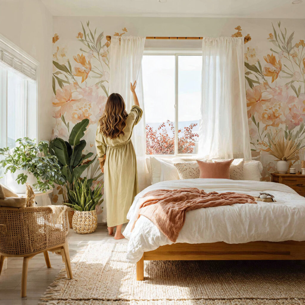 25 Bedroom Wall Ideas for a Stylish, Cozy & Luxurious Home Retreat 3 a bright and airy bedroom with removable