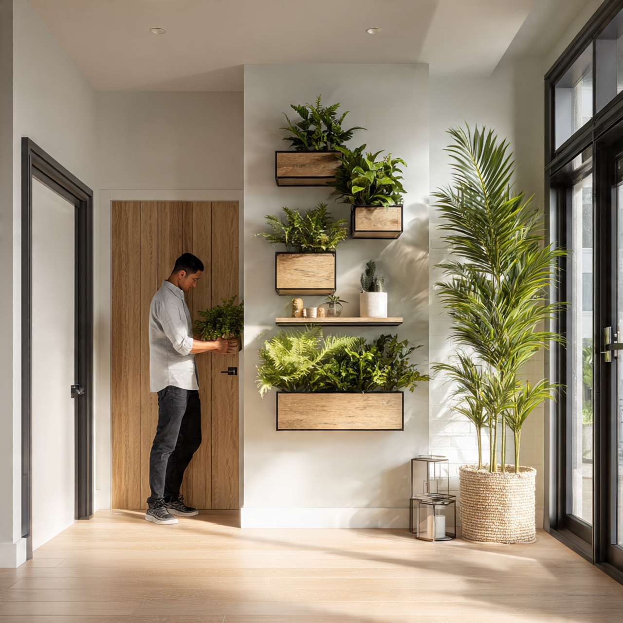 25 Stunning Apartment Entryway Ideas to Transform Your Home Instantly 7 a bright apartment entryway featuring wall mounted planters