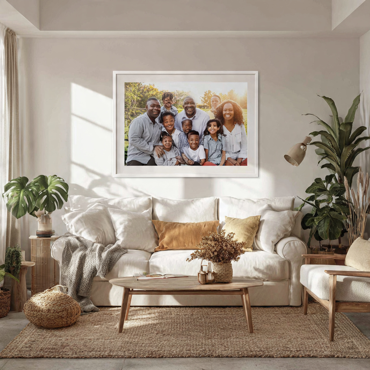 25 Living Room Wall Decor Ideas for a Stylish Home 10 a bright living room with a large