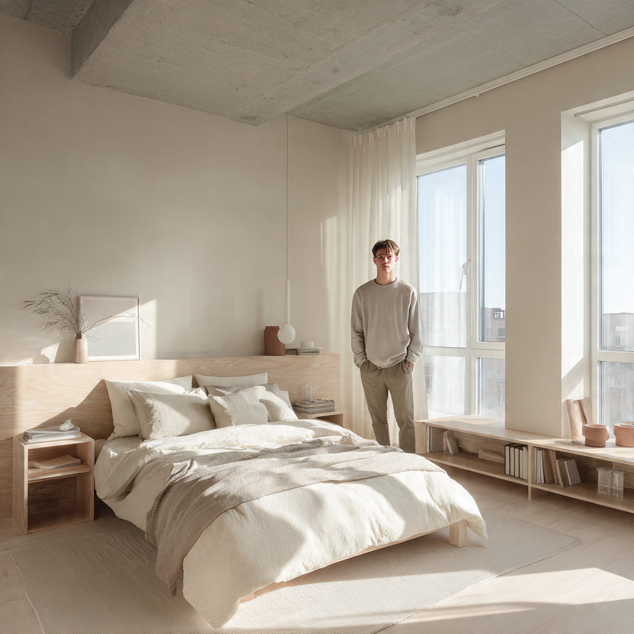 25 Beige Bedroom Ideas for a Calm, Luxurious & Stylish Retreat 15 a bright scandinavian bedroom with light oak