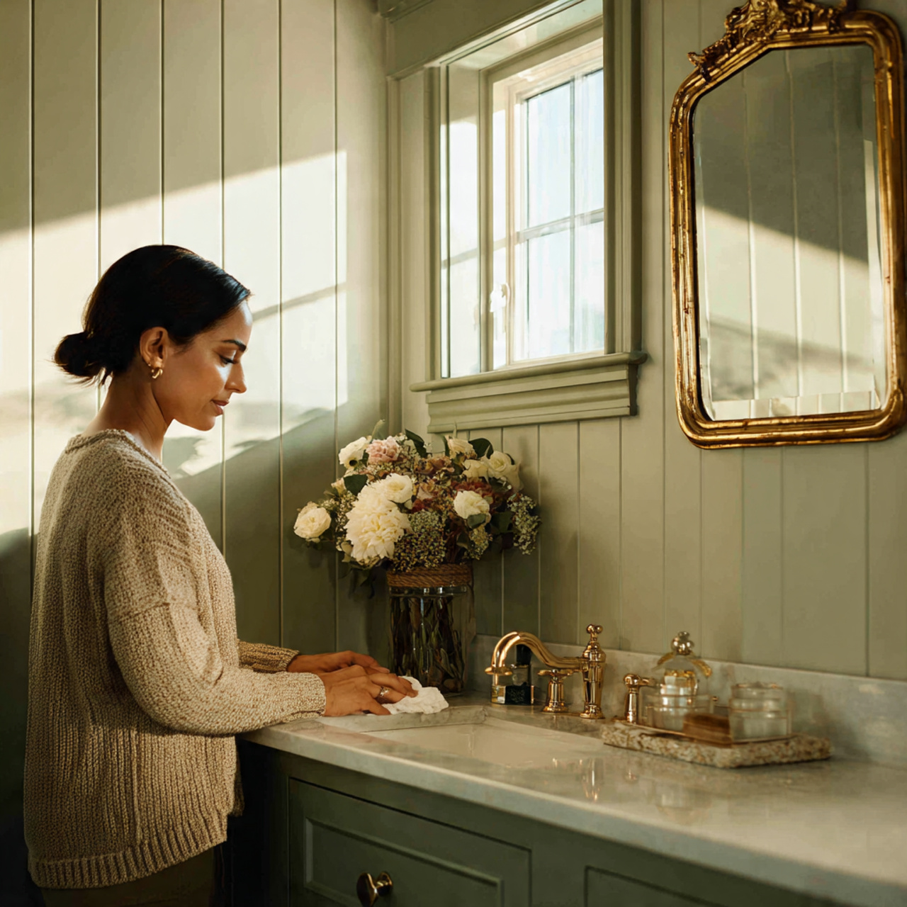 25 Green Bathroom Ideas: Elegant, Modern & Nature-Inspired Designs 13 a charming bathroom with hunter green wainscoting