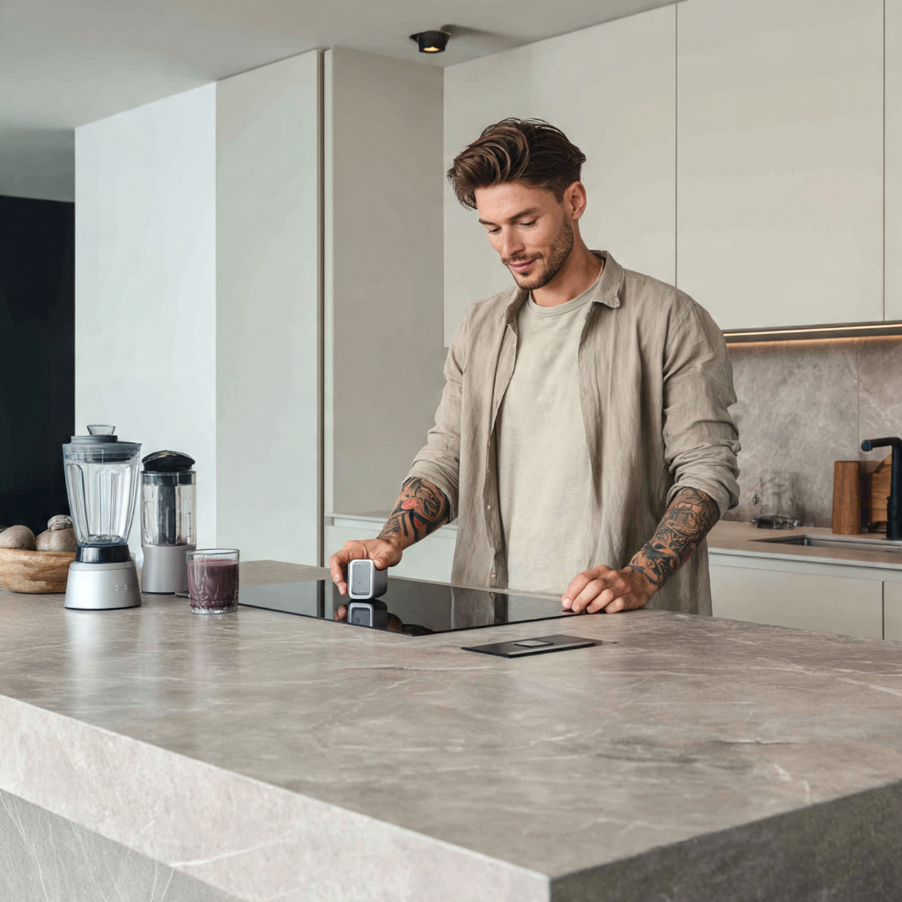 a clean minimalist kitchen interior showcasing kitchen