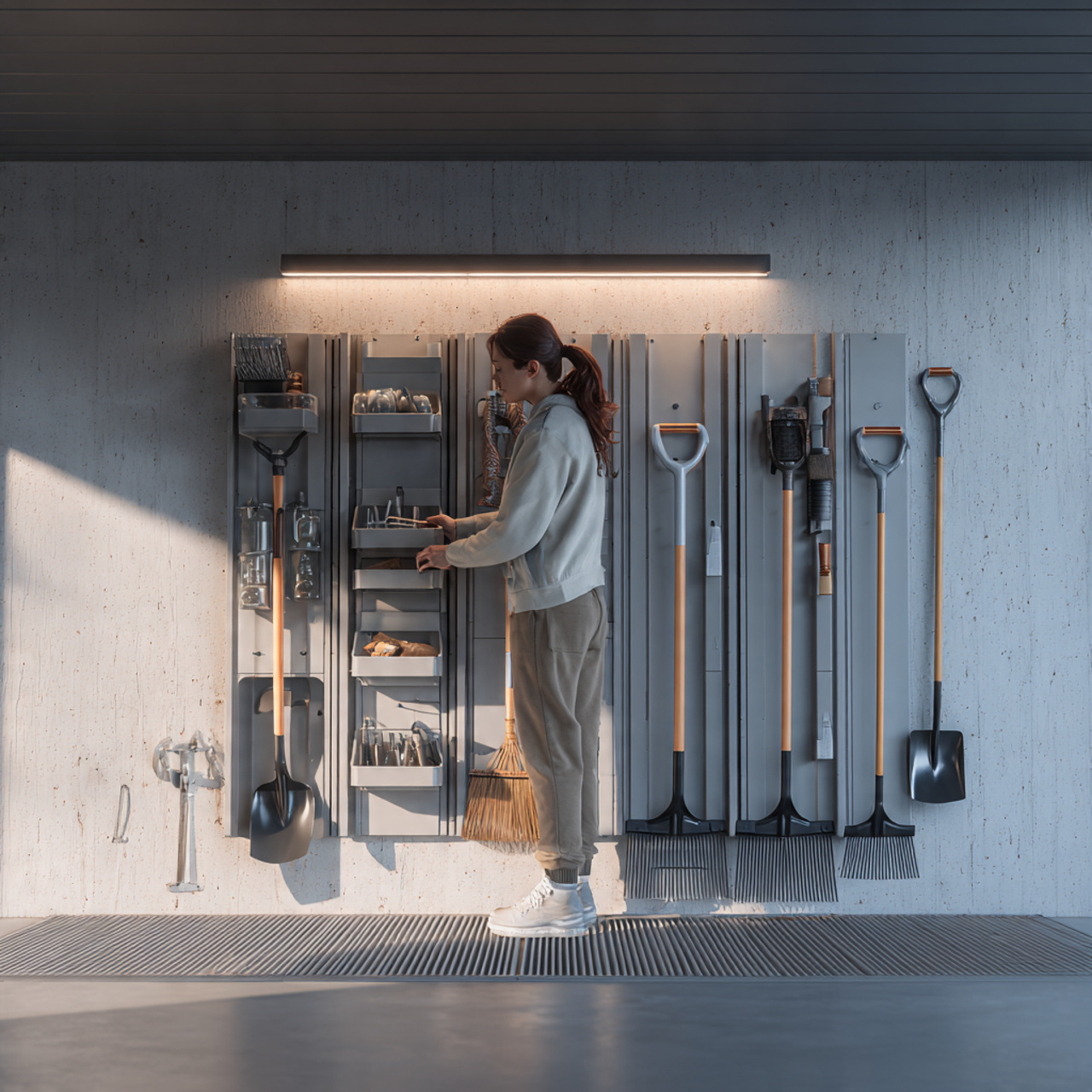 a clean realistic garage corner scene highlighting