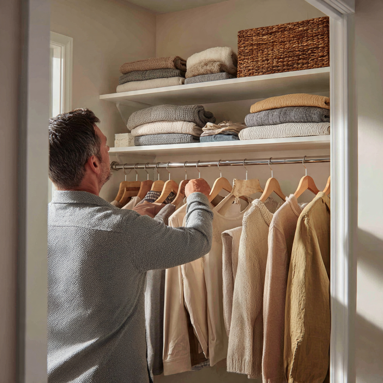 25 Best Closet Organization Ideas for a Stylish, Clutter-Free Space 7 a compact organized reach in closet demonstrating small