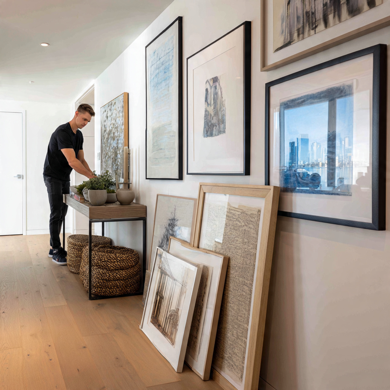 25 Stunning Apartment Entryway Ideas to Transform Your Home Instantly 19 a contemporary apartment entryway with layered art