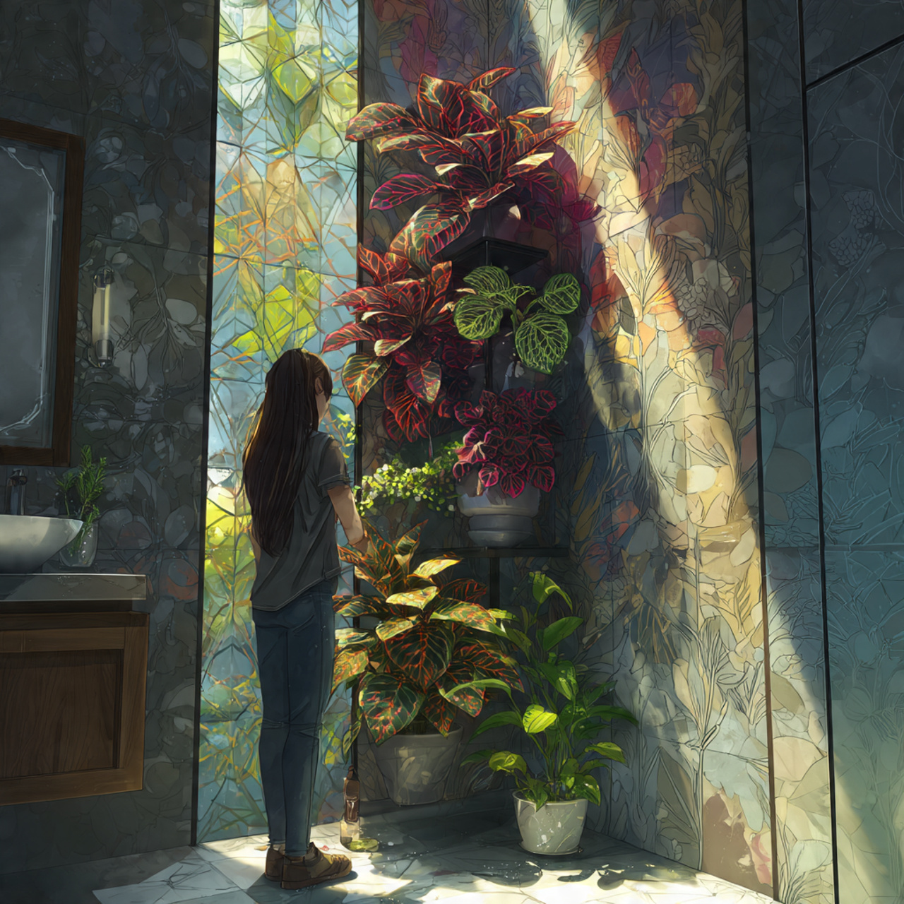 25 Bathroom Plants Ideas: Transform Your Space into a Lush, Relaxing Sanctuary 18 a contemporary bathroom corner featuring plants with