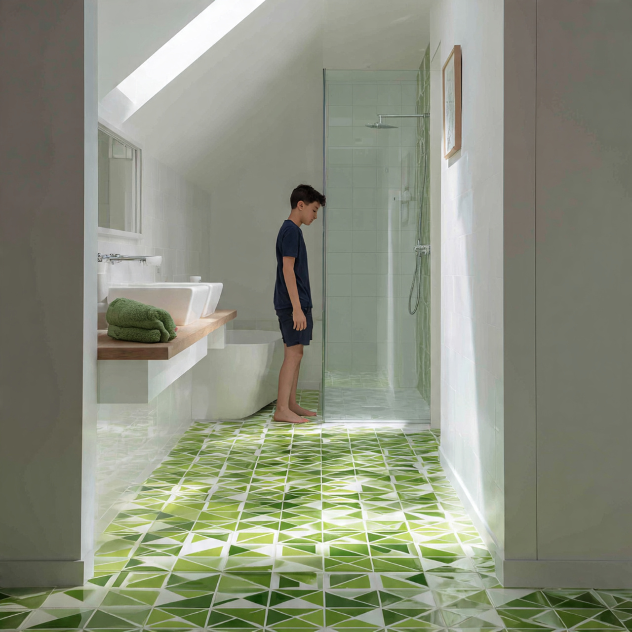 25 Green Bathroom Ideas: Elegant, Modern & Nature-Inspired Designs 9 a contemporary bathroom with striking verdant green