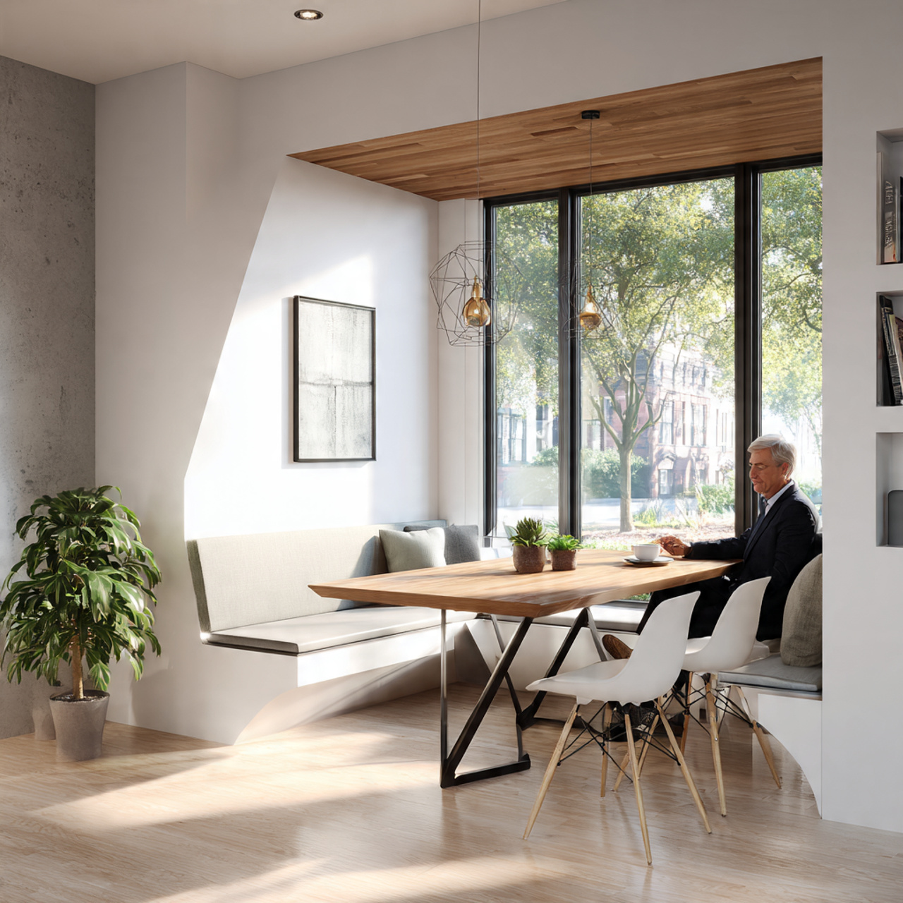 25 Breakfast Nook Ideas: Cozy, Stylish & Functional Spaces for Every Home 10 a contemporary breakfast nook featuring a floating