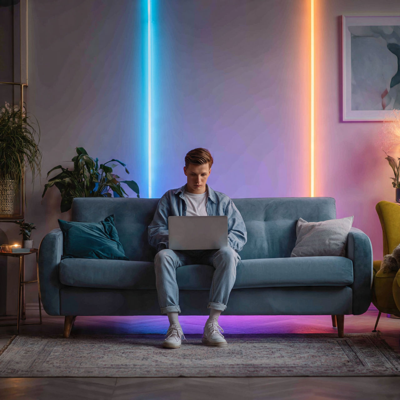 25 Living Room Lighting Ideas to Brighten and Transform Your Home 25 a contemporary living room featuring soft neon